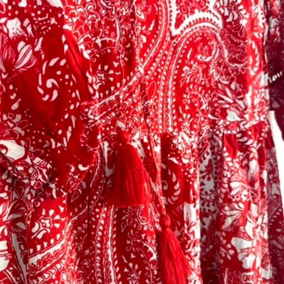 B.O.G Collective Paprika Red Paisley Mini Dress XS NWT Boho, Indie, Cottagecore - Picture 4 of 8